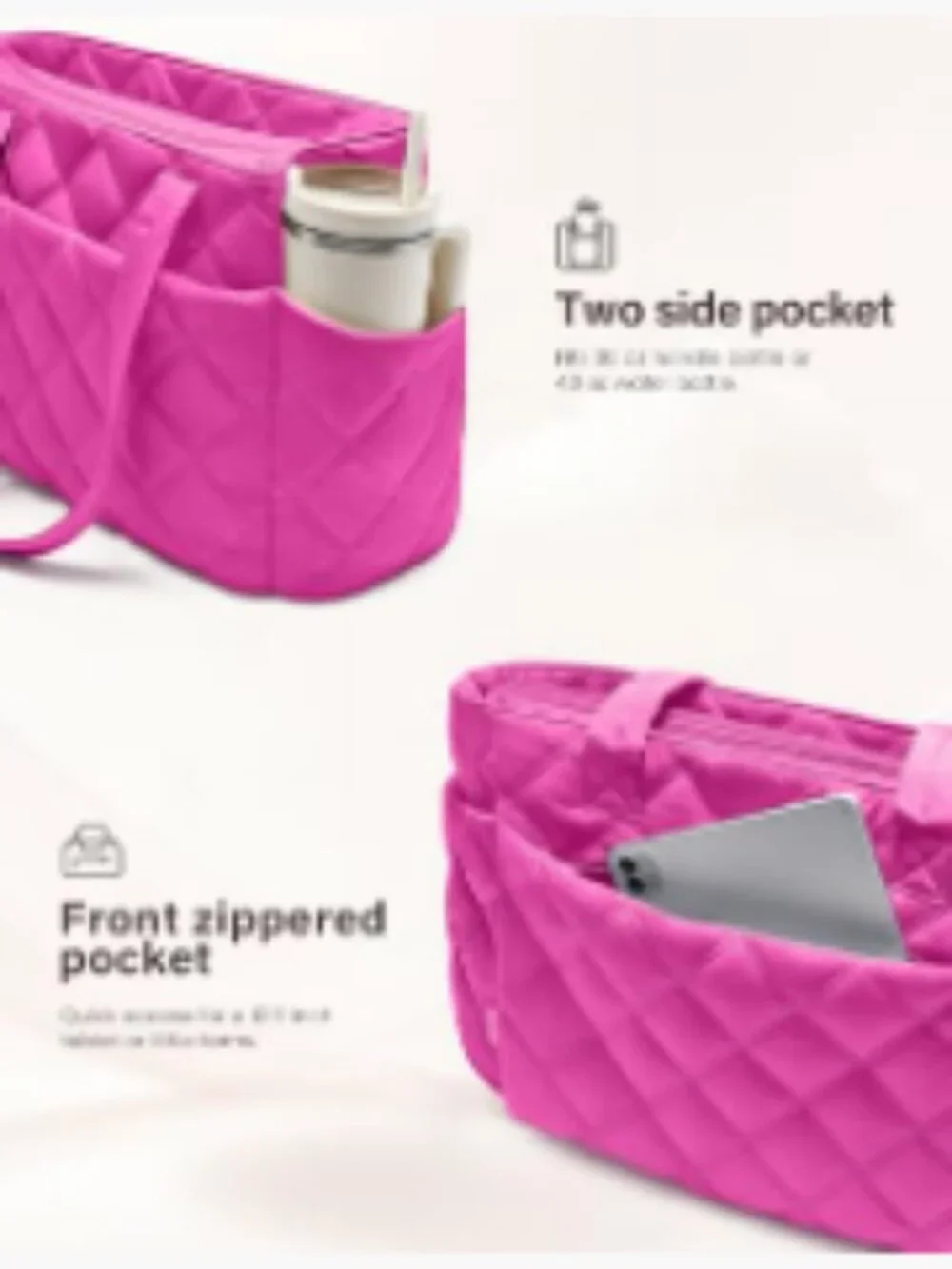 Lightweight Puffer Tote Bag with Compartments for Women Work Travel Laptop Bag